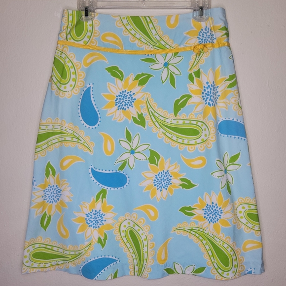 Lilly Pulitzer A-Line Skirt Paisley Sunflower, Size 6 - Picture 6 of 7